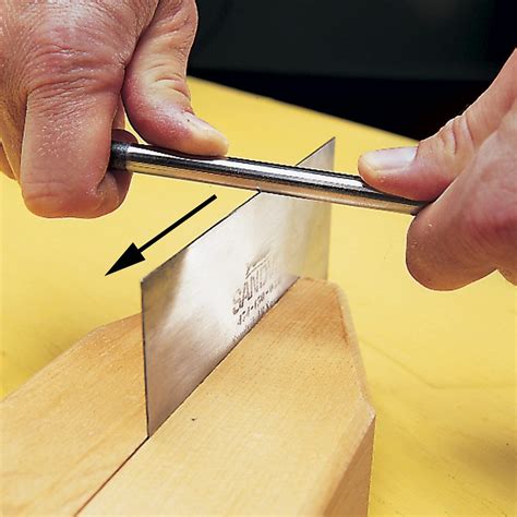 cabinet scraper burnisher as knife steel|sharpening a cabinet scraper.